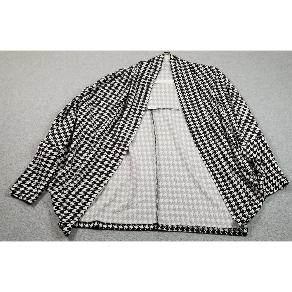 Cocoon Cardigan Womens M Medium Black White Houndstooth Open Front Batwingโ Wrap